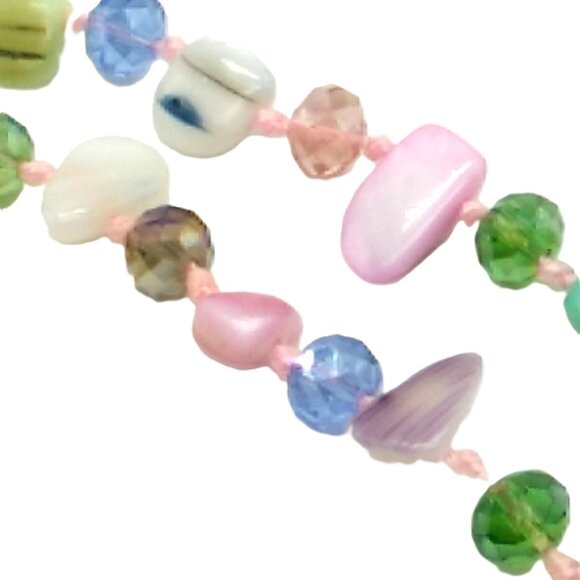MOP + Faceted Pastel Multi-colored Beaded Necklace - Picture 10 of 15